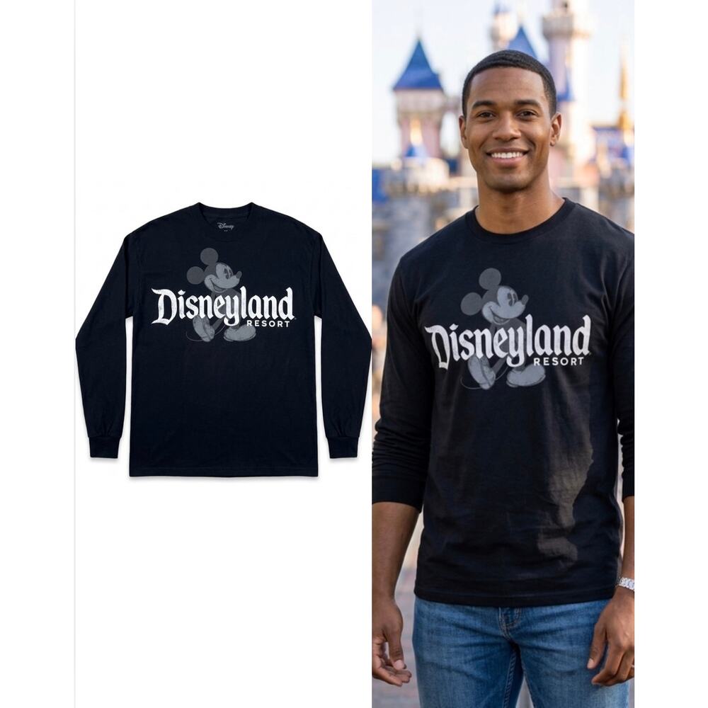 Disneyland Resort Mickey Mouse Black Long Sleeve T-Shirt Size Large